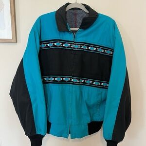 Teal and Black Patterned Men's Jacket